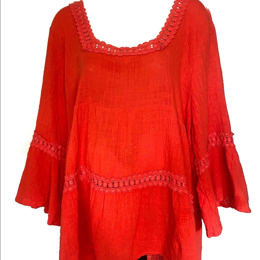 Oddy BOHO Orange Top 3/4 sleeves Size 1XL